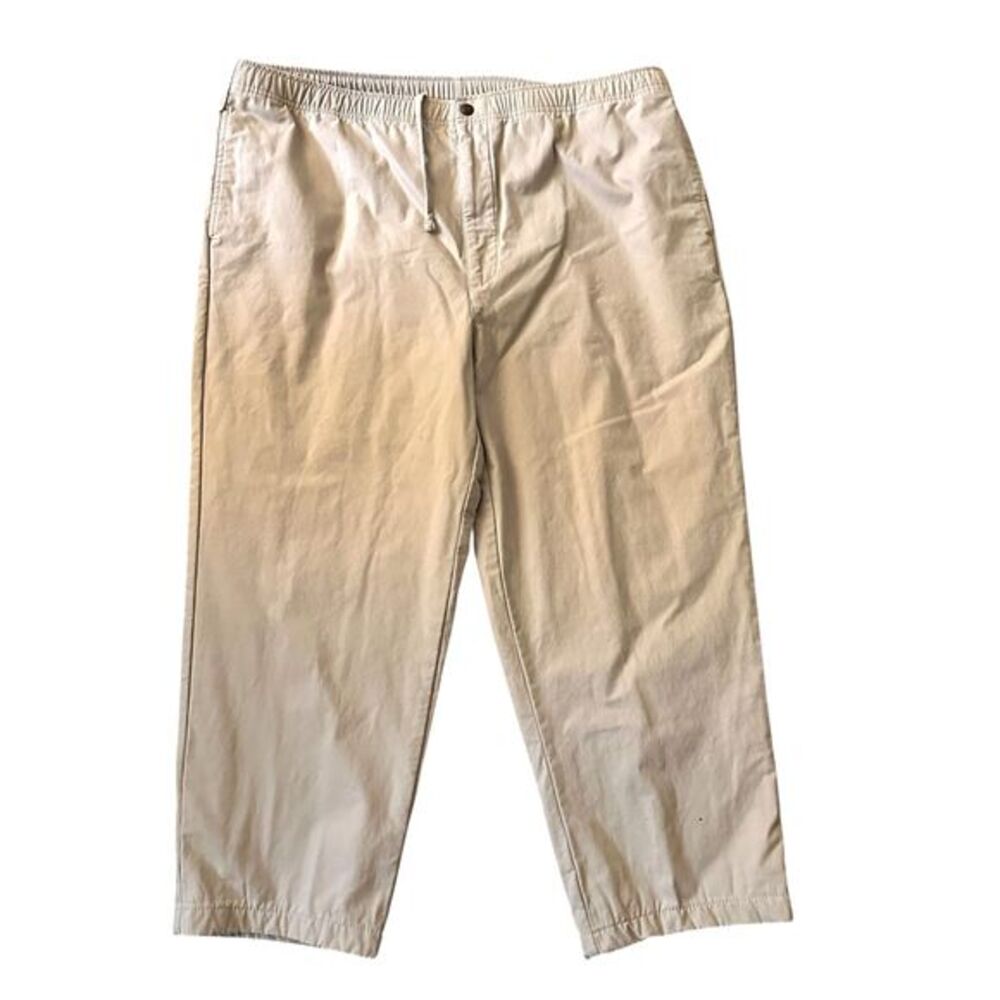 L.L. Bean Men's Khaki Drawstring Snap Zip Flannel‎ Lined Pants Pockets Size XL